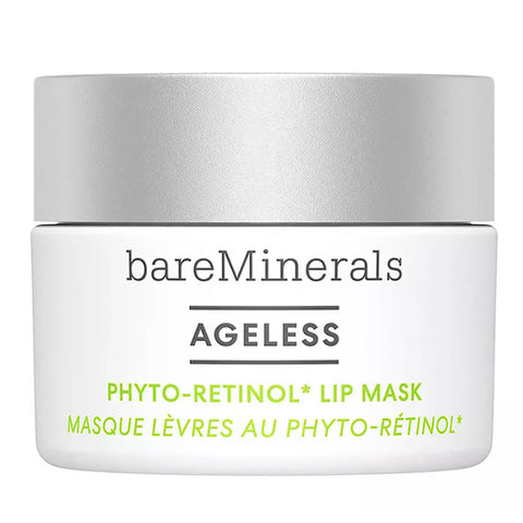 BareMinerals Ageless Phyto Retinol Lip Mask in 13g jar, shown with smooth, nourishing lip treatment texture and packaging.