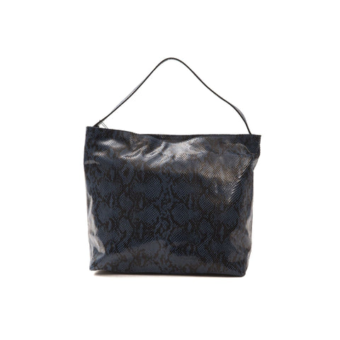 Pompei Donatella A991MARIA Blu Navy designer handbag by Jag Couture London New York on a plain background.