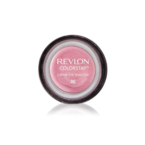 Revlon Colorstay Creme Eye Shadow in Cherry Blossom, a vibrant pink shade, showcased in a compact container.