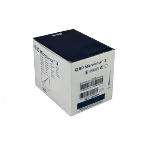 Jag Couture London microlance hypodermic needle 0.6x25mm, ultrafine, 100 units, for medical injections.