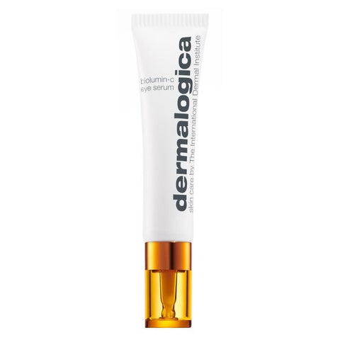 Dermalogica Biolumin-C Eye Serum in 15ml bottle, featuring a sleek design with the product label visible.