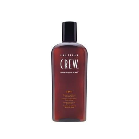 American Crew 3-in-1 250ml men's grooming product by Jag Couture London New York, featuring a sleek bottle and label.