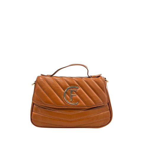 Cristinaeffe CF24FW026_CUOIO handbag by Jag Couture London - New York, showcasing the elegant leather design and gold-tone hardware.