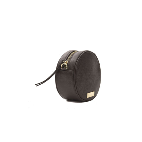 Jag Couture London Donatella A1041ANNA_Cioccolato chocolate handbag with gold chain strap and textured leather finish.