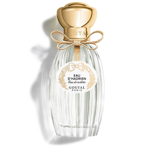 Eau D'Hadrien by Goutal Paris Eau de Toilette spray 100ml, featuring a clear glass bottle with a minimalist label design.