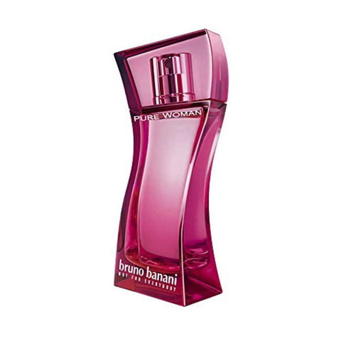 Bruno Banani Pure Woman Eau De Toilette spray 40ml, featuring sleek glass bottle with silver cap and elegant fragrance label.