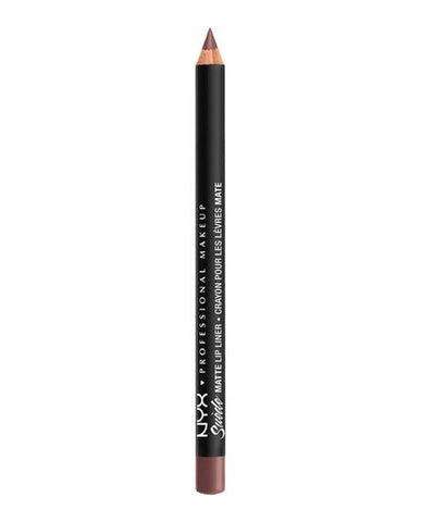 Nyx Suede Matte Lip Liner Los Ángeles in 3.5g, Jag Couture London - New York, close-up of the lip liner pencil with packaging.