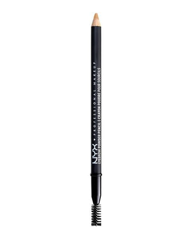 Jag Couture London Nyx Blonde Eyebrow Powder Pencil, 1.4g, with a sleek design and open cap showing the product tip and packaging.