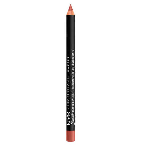 Jag Couture London Nyx Suede Matte Lipliner in Free Spirit, close-up of the dark purple pencil with its tip visible.