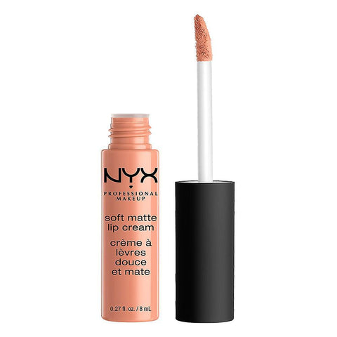 Nyx Soft Matte Lip Cream in Athens, 8ml tube, featuring smooth, matte lipstick with natural beige tone from Jag Couture London.