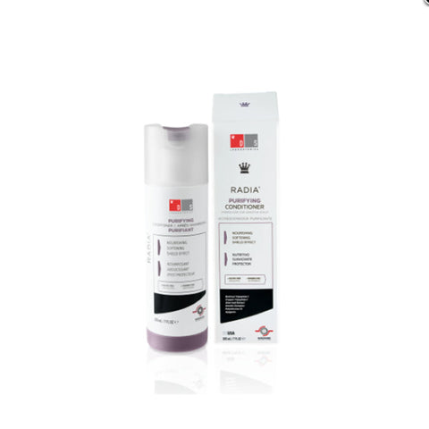 Jag Couture London Ds Radia Purifying Conditioner 205ml, with sleek bottle and minimalistic design, displayed on a neutral background.