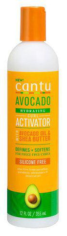 Cantu Avocado Hydrating Curl Activator Cream in 355ml jar with lush curls and avocado ingredients, by Jag Couture London New York