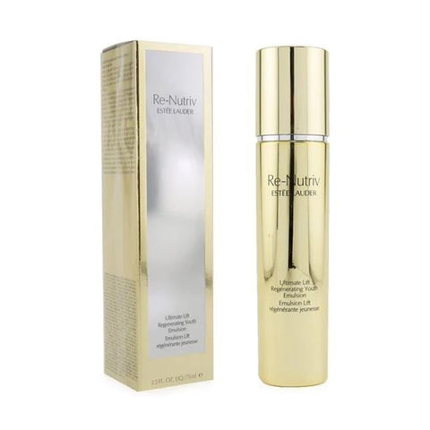 Estée Lauder Renutriv Ultime Lift Emulsion 75ml bottle with elegant packaging, showcasing luxurious skincare by Estée Lauder.