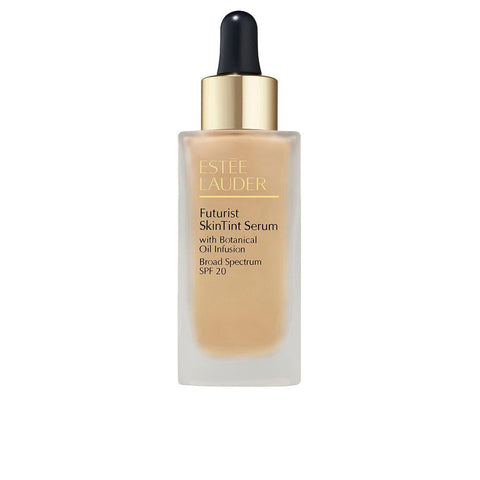 Estée Lauder Futurist Skintint Serum SPF20 in shade 1C, 30ml bottle, with sleek packaging and applicator.