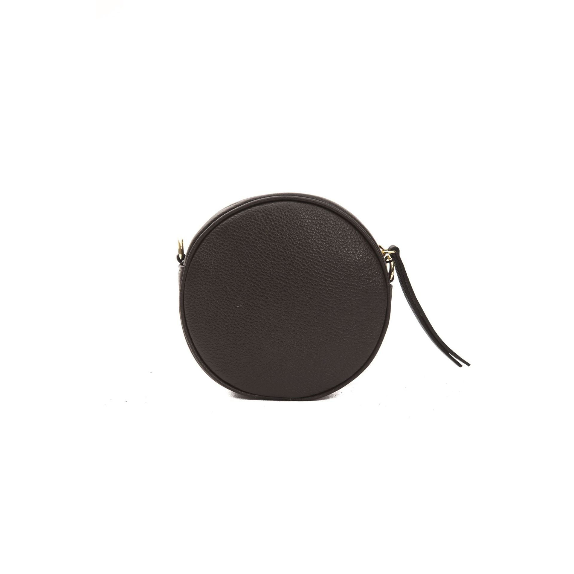 Jag Couture London Donatella A1041ANNA_Cioccolato brown leather handbag with gold hardware, featuring a structured shape and top handle.
