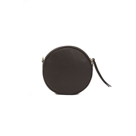 Jag Couture London Donatella A1041ANNA_Cioccolato brown leather handbag with gold hardware, featuring a structured shape and top handle.