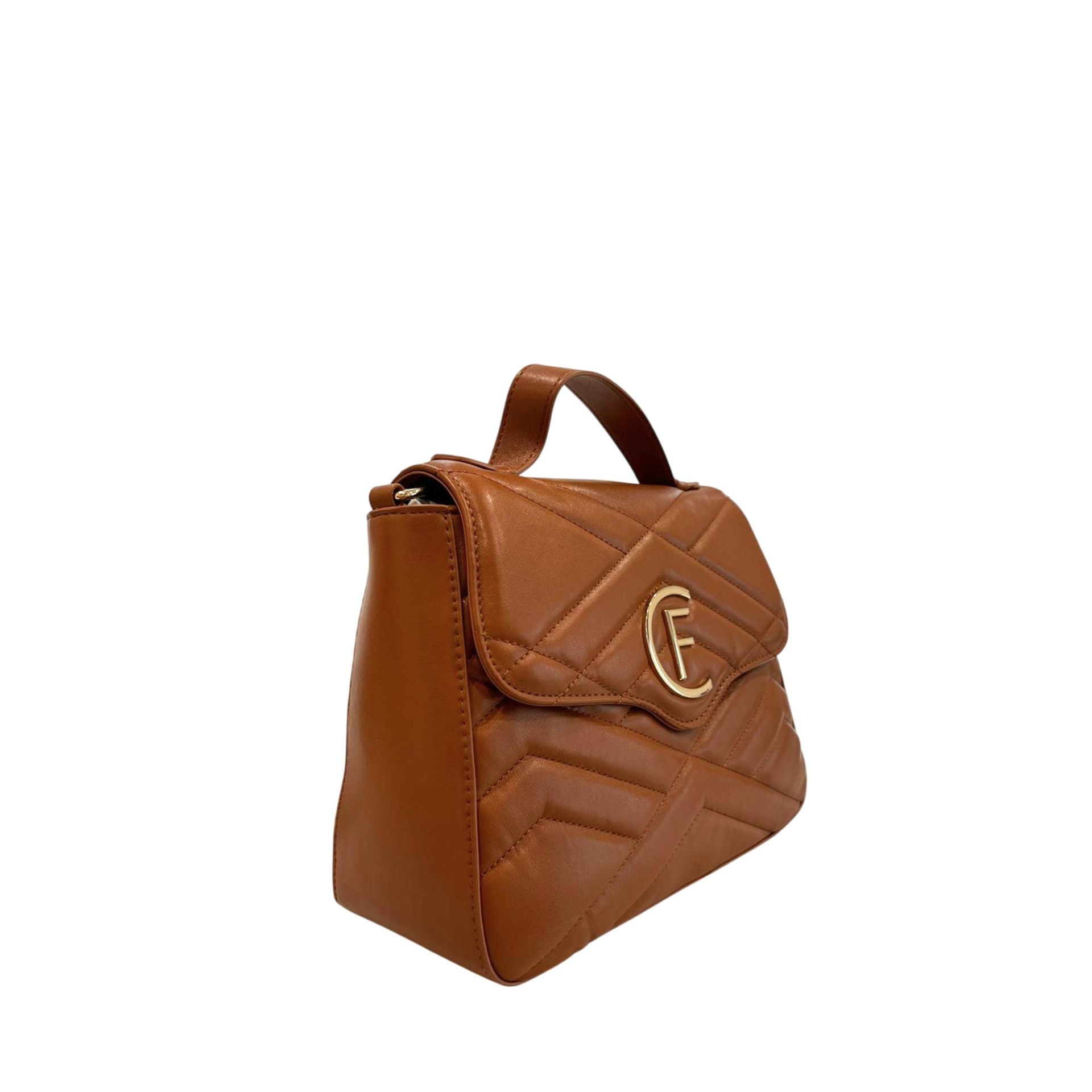 Close-up of Cristinaeffe CF24FW025_CUOIO handbag by Jag Couture London - New York, showing textured leather and elegant design details.