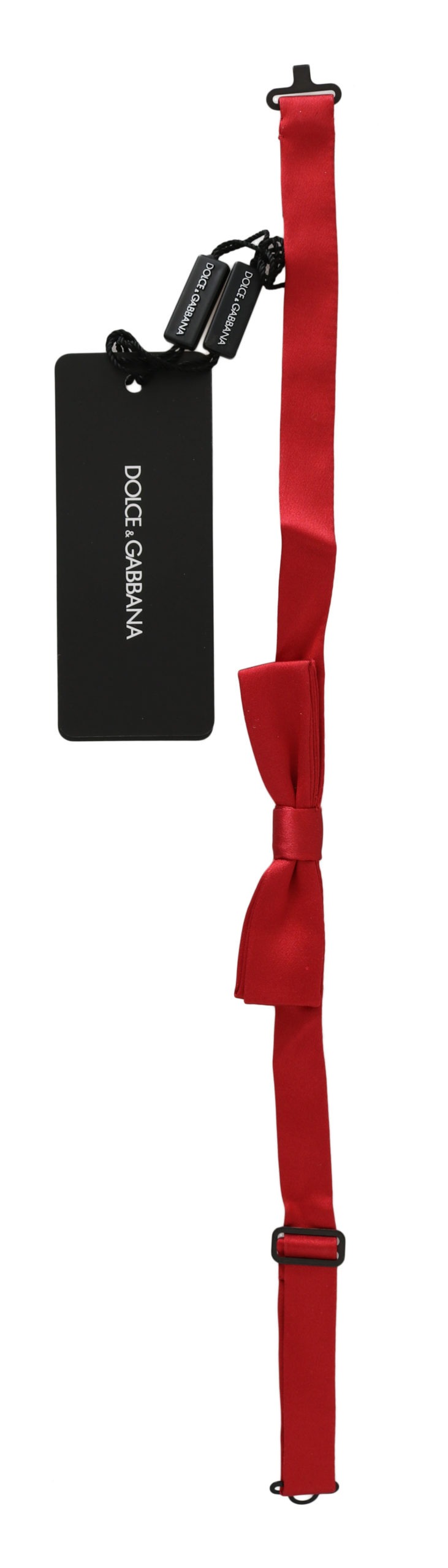 Red 100% silk slim adjustable bow tie with papillon style from Dolce & Gabbana, featuring a refined, elegant design.