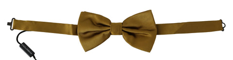 Yellow silk butterfly bow tie for men by Dolce & Gabbana, featuring a vibrant mustard color and elegant butterfly design.