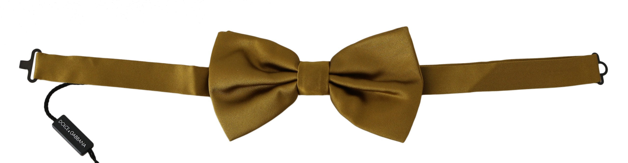 Yellow silk butterfly bow tie by Dolce & Gabbana featuring a classic butterfly shape, perfect for formal occasions.