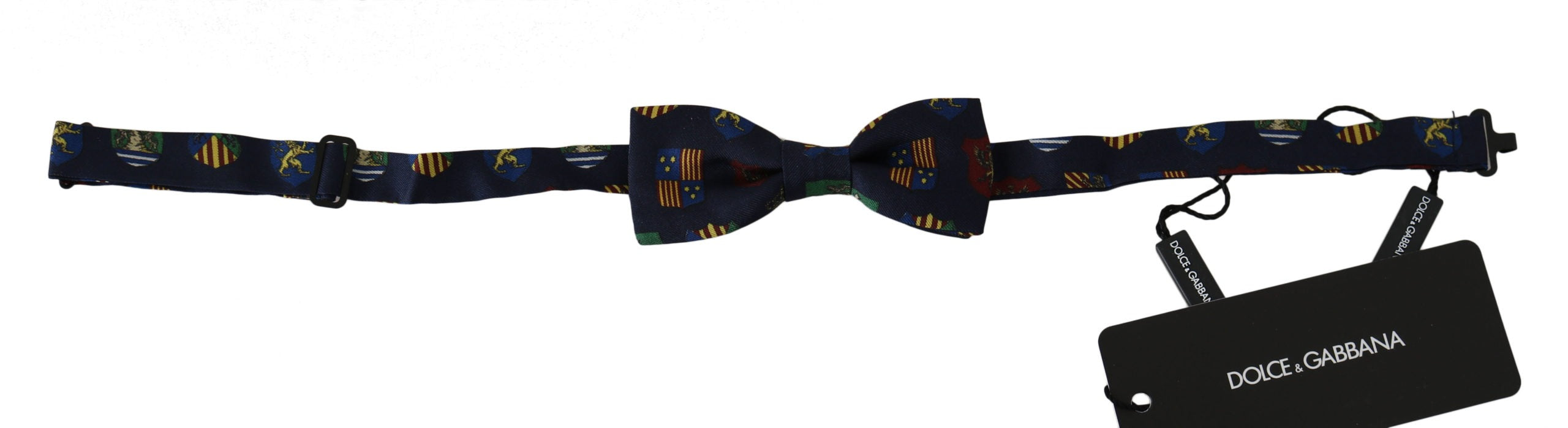 Blue silk adjustable bow tie for men, papillon style, from Dolce & Gabbana, featuring a smooth, elegant finish.