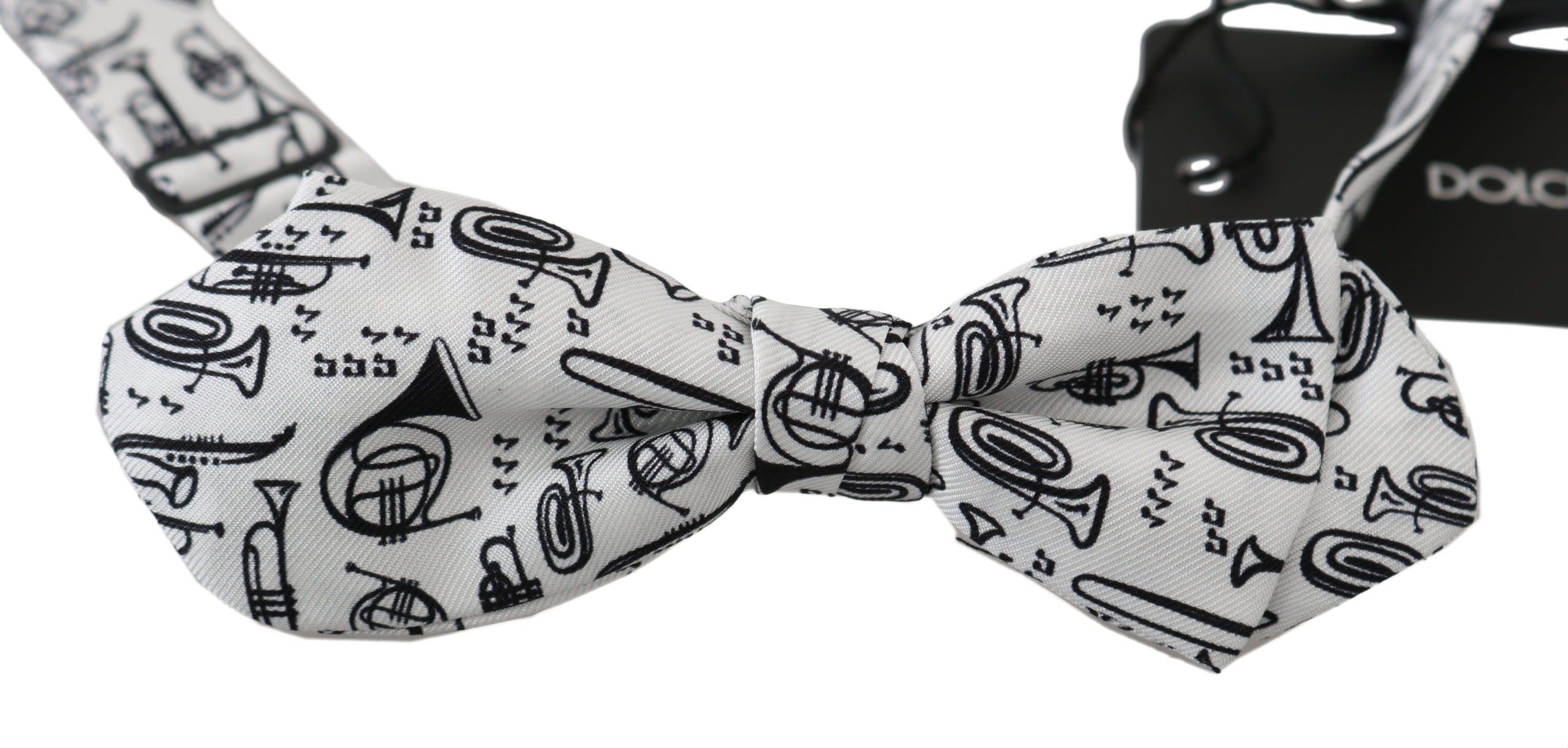 White Instruments adjustable neck Papillon bow tie by Dolce & Gabbana, featuring a classic design with adjustable strap.