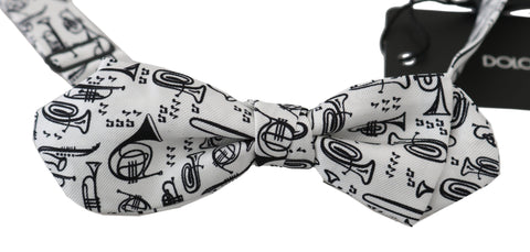White Instruments adjustable neck Papillon bow tie by Dolce & Gabbana, featuring a classic design with adjustable strap.