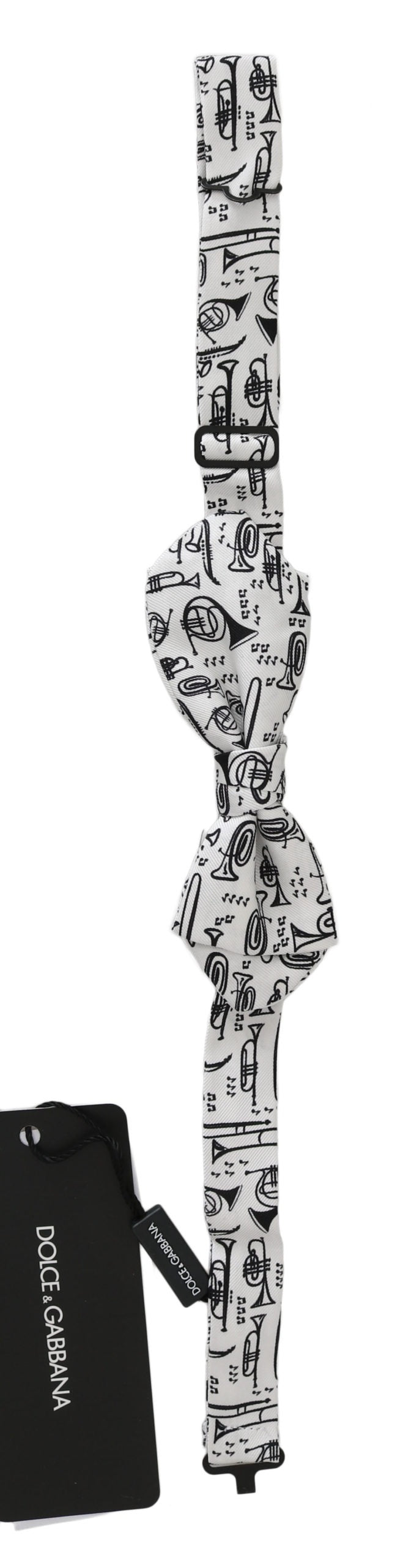 White Instruments adjustable neck Papillon bow tie by Dolce & Gabbana, featuring a classic butterfly shape and elegant design.
