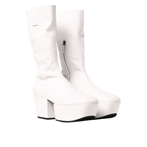 White Polyethylene Lace-Up Boots
