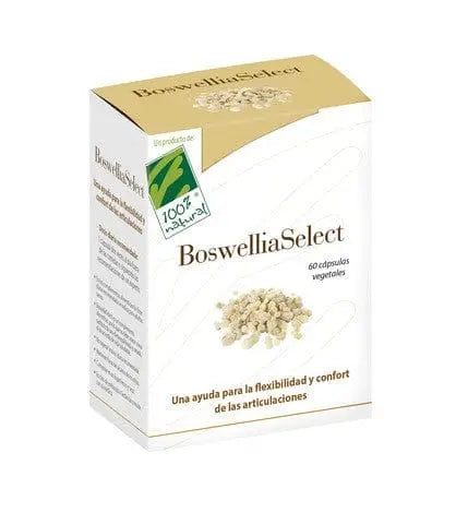Bottle of 100% Natura Boswellia extract capsules by Jag Couture London and New York, 60 Vcaps in clear container.