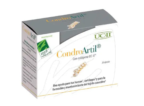 100 Natura Condroartil with collagen UC-II supplement capsules by Jag Couture London, New York, in a clear bottle.