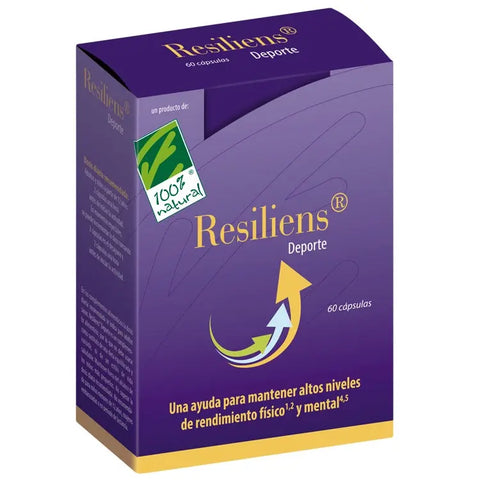 100% Natura Resiliens Deporte supplement capsules by Jag Couture London New York, showing a bottle of 30 dietary capsules.