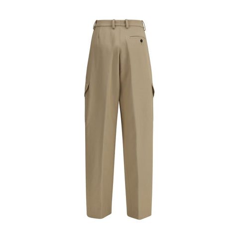 Beige Cotton Cargo Pants