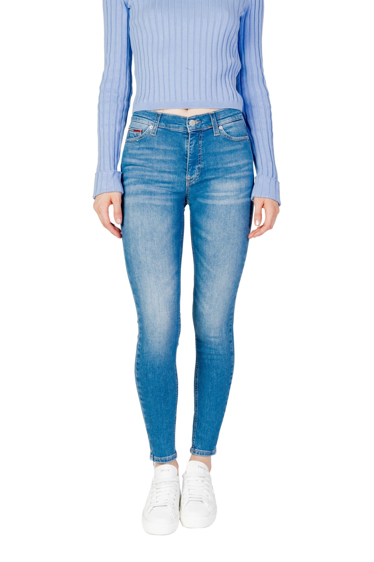 Blue Cotton Skinny Jeans