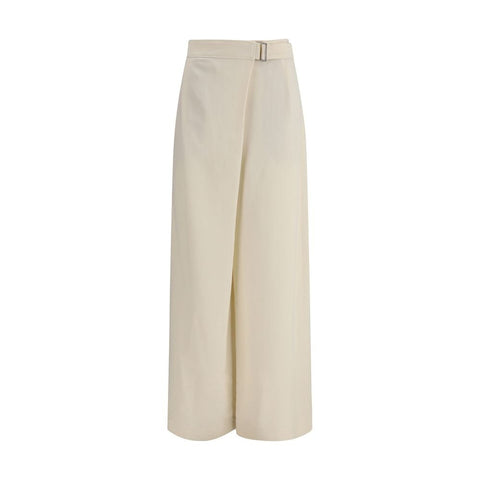 Beige Viscose Casual Pants