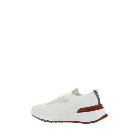 White Cotton Low Top Sneakers