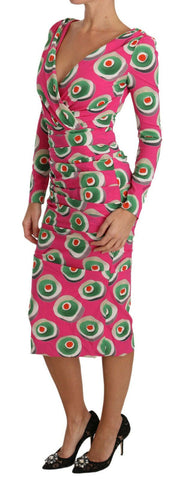Pink silk cupcake sheath dress by Dolce & Gabbana, featuring a fitted stretch design and elegant, smooth fabric.