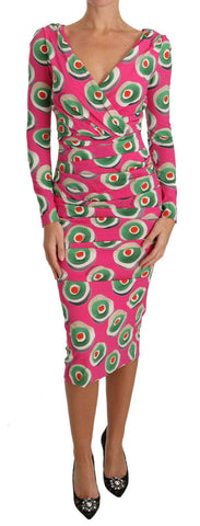 Pink silk cupcake sheath dress by Dolce & Gabbana featuring fitted design and elegant stretch fabric.