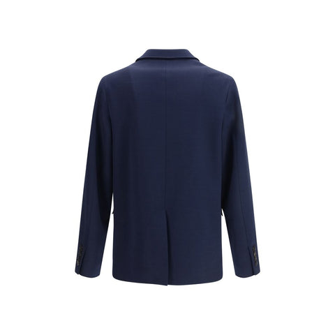 Blue Cotton Full-Length Jacket