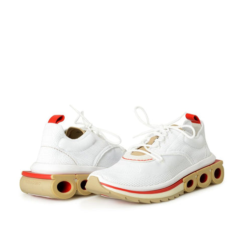 White Fabric Athletic Sneakers