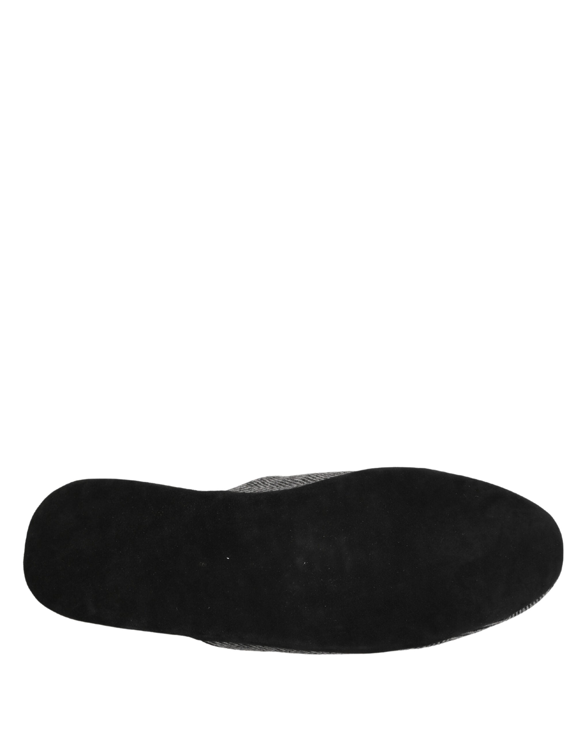 Grey Herringbone Cashmere Red Slippers Shoes