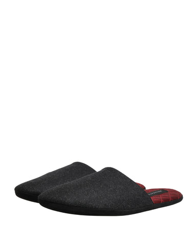 Anthracite Wool Cashmere Quilted Slippers Shoes