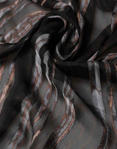 Black Stripes Silk Wrap Shawl Stole 193cm x 131cm Scarf