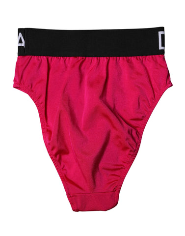 Pink Embellished High-Waist Brief Logo Underwear