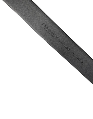Black Calf Leather Silver Metal Buckle Belt