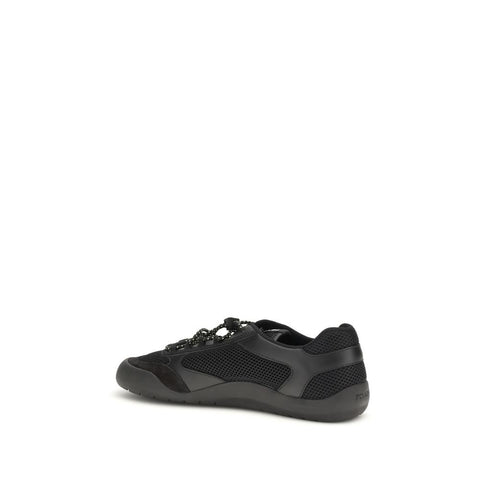 Black Polyester Athletic Sneakers