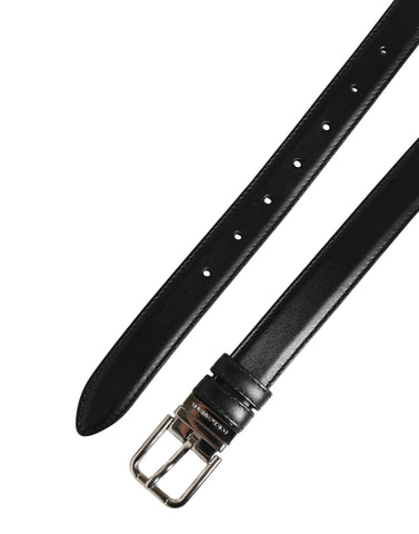 Men Black Classic Leather Metal Buckle Belt
