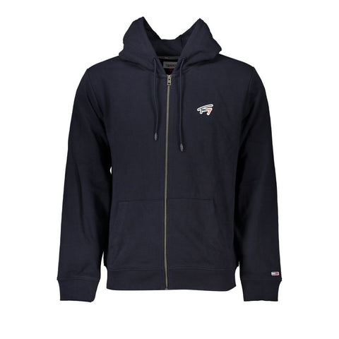Blue Cotton Men's Hooded Sweatshirt
