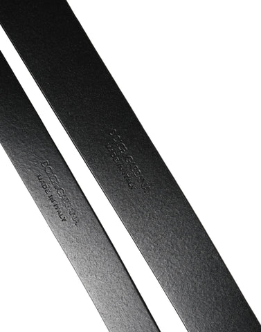 Black Double Strap Leather Silver Buckle Belt