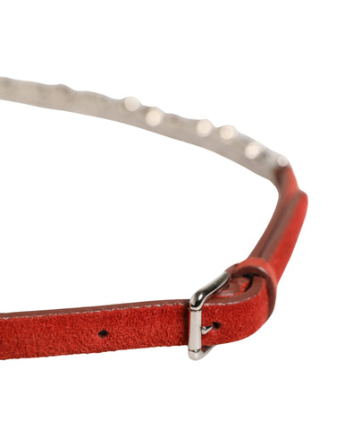 Red Velvet Crystals Chain Embellished Belt